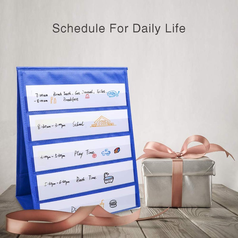 WIWAPLEX Double Sided Desktop Pocket Chart, 17 x 13inch Self-Standing Tabletop Desktop Pocket Chart with Bonus 20 Dry Erase Cards for Classroom/Home/Office - Image 4